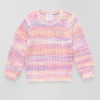 Okie Dokie Toddler & Little Girls Crew Neck Long Sleeve Pullover Sweater In Pink
