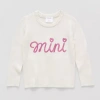 Okie Dokie Toddler & Little Girls Crew Neck Long Sleeve Pullover Sweater In White