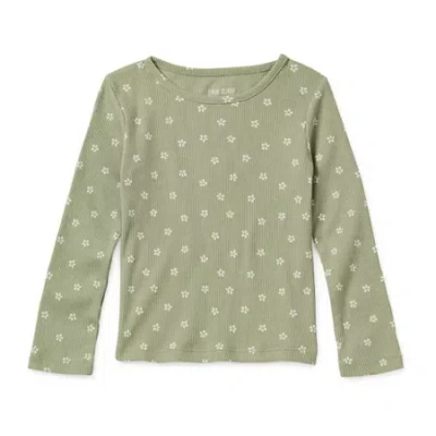 Okie Dokie Toddler & Little Girls Crew Neck Long Sleeve T-shirt In Green