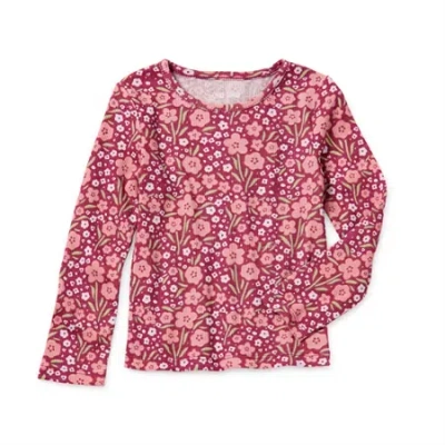 Okie Dokie Toddler & Little Girls Crew Neck Long Sleeve T-shirt In Pink