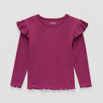 Okie Dokie Toddler & Little Girls Crew Neck Long Sleeve T-shirt In Purple