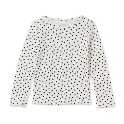 Okie Dokie Toddler & Little Girls Crew Neck Long Sleeve T-shirt In White