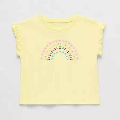 Okie Dokie Toddler & Little Girls Crew Neck Short Sleeve Regular Fit Graphic T-shirt In Pink