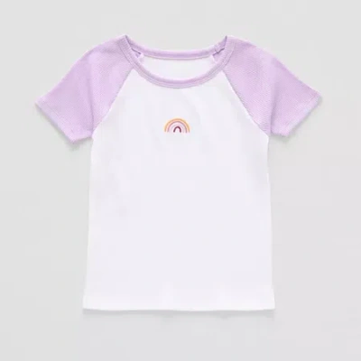 Okie Dokie Toddler & Little Girls Crew Neck Short Sleeve Regular Fit Graphic T-shirt In Purple