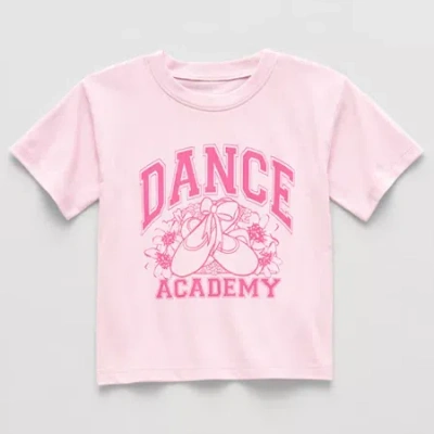 Okie Dokie Toddler & Little Girls Crew Neck Short Sleeve Regular Fit Graphic T-shirt In Pink