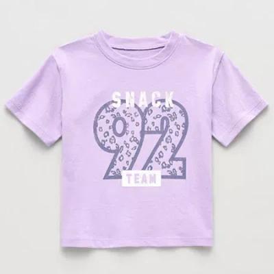 Okie Dokie Toddler & Little Girls Crew Neck Short Sleeve Regular Fit Graphic T-shirt In Purple