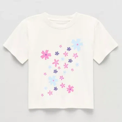Okie Dokie Toddler & Little Girls Crew Neck Short Sleeve Regular Fit Graphic T-shirt In White