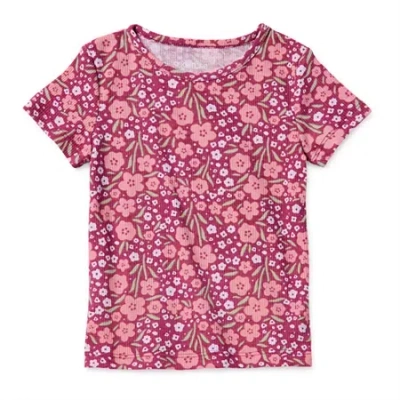 Okie Dokie Toddler & Little Girls Crew Neck Short Sleeve T-shirt In Pink