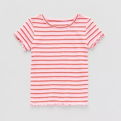 Okie Dokie Toddler & Little Girls Crew Neck Short Sleeve T-shirt In Pink