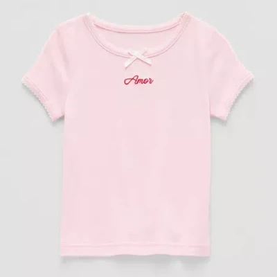 Okie Dokie Toddler & Little Girls Crew Neck Short Sleeve T-shirt In Pink