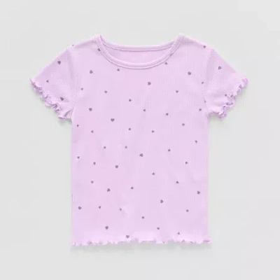 Okie Dokie Toddler & Little Girls Crew Neck Short Sleeve T-shirt In Purple