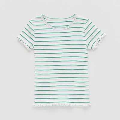 Okie Dokie Toddler & Little Girls Crew Neck Short Sleeve T-shirt In White