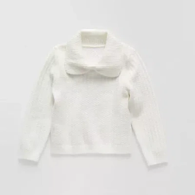 Okie Dokie Toddler & Little Girls Long Sleeve Pullover Sweater In White