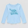 Okie Dokie Toddler & Little Girls Round Neck Long Sleeve Graphic T-shirt In Blue