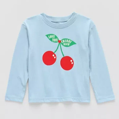 Okie Dokie Toddler & Little Girls Round Neck Long Sleeve Graphic T-shirt In Blue