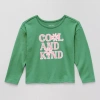 Okie Dokie Toddler & Little Girls Round Neck Long Sleeve Graphic T-shirt In Green
