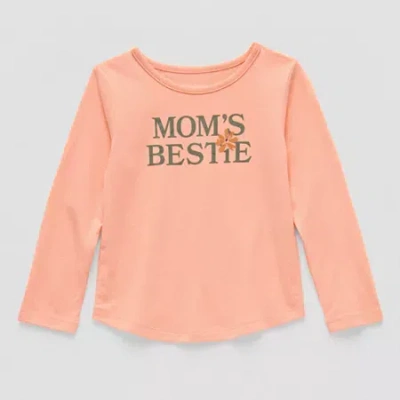 Okie Dokie Toddler & Little Girls Round Neck Long Sleeve Graphic T-shirt In Pink