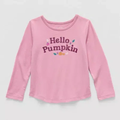 Okie Dokie Toddler & Little Girls Round Neck Long Sleeve Graphic T-shirt In Pink