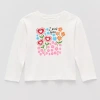Okie Dokie Toddler & Little Girls Round Neck Long Sleeve Graphic T-shirt In White