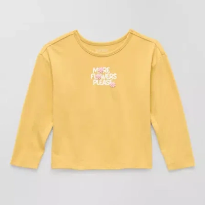 Okie Dokie Toddler & Little Girls Round Neck Long Sleeve Graphic T-shirt In Yellow