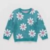 Okie Dokie Toddler & Little Girls Round Neck Long Sleeve Pullover Sweater In Blue