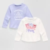 Okie Dokie Toddler & Little Girls Round Neck Long Sleeve Regular Fit 2-pc. Graphic T-shirt In Purple
