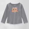 Okie Dokie Toddler & Little Girls Round Neck Long Sleeve Regular Fit Graphic T-shirt In Gray