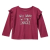 Okie Dokie Toddler & Little Girls Round Neck Long Sleeve Regular Fit Graphic T-shirt In Pink
