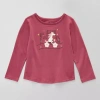 Okie Dokie Toddler & Little Girls Round Neck Long Sleeve Regular Fit Graphic T-shirt In Pink