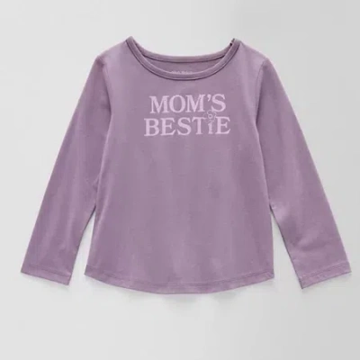 Okie Dokie Toddler & Little Girls Round Neck Long Sleeve Regular Fit Graphic T-shirt In Purple