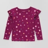 Okie Dokie Toddler & Little Girls Round Neck Long Sleeve Regular Fit Graphic T-shirt In Purple