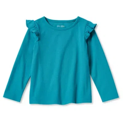 Okie Dokie Toddler & Little Girls Round Neck Long Sleeve T-shirt In Blue