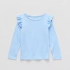 Okie Dokie Toddler & Little Girls Round Neck Long Sleeve T-shirt In Blue
