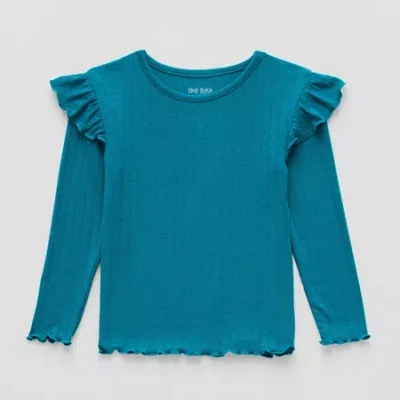Okie Dokie Toddler & Little Girls Round Neck Long Sleeve T-shirt In Blue