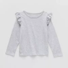 Okie Dokie Toddler & Little Girls Round Neck Long Sleeve T-shirt In Gray