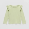 Okie Dokie Toddler & Little Girls Round Neck Long Sleeve T-shirt In Green