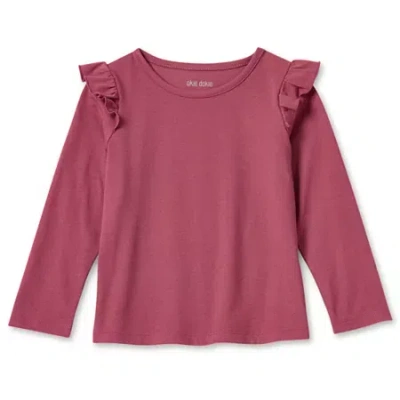 Okie Dokie Toddler & Little Girls Round Neck Long Sleeve T-shirt In Pink