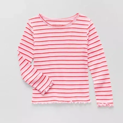 Okie Dokie Toddler & Little Girls Round Neck Long Sleeve T-shirt In Pink