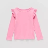 Okie Dokie Toddler & Little Girls Round Neck Long Sleeve T-shirt In Pink