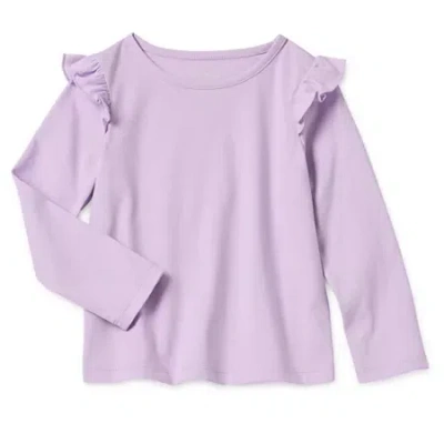Okie Dokie Toddler & Little Girls Round Neck Long Sleeve T-shirt In Purple