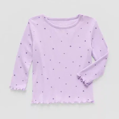 Okie Dokie Toddler & Little Girls Round Neck Long Sleeve T-shirt In Purple