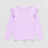 Okie Dokie Toddler & Little Girls Round Neck Long Sleeve T-shirt In Purple