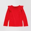 Okie Dokie Toddler & Little Girls Round Neck Long Sleeve T-shirt In Red