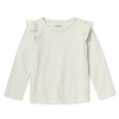 Okie Dokie Toddler & Little Girls Round Neck Long Sleeve T-shirt In White
