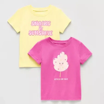 Okie Dokie Toddler & Little Girls Round Neck Short Sleeve 2-pc. Graphic T-shirt In Yellow