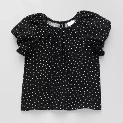 Okie Dokie Toddler & Little Girls Round Neck Short Sleeve Blouse In Black