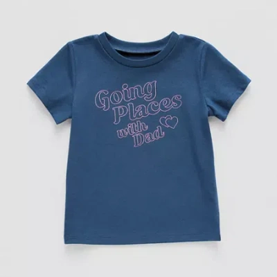 Okie Dokie Toddler & Little Girls Round Neck Short Sleeve Graphic T-shirt In Blue