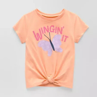 Okie Dokie Toddler & Little Girls Round Neck Short Sleeve Graphic T-shirt In Orange