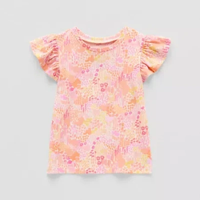 Okie Dokie Toddler & Little Girls Round Neck Short Sleeve Graphic T-shirt In White