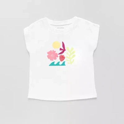 Okie Dokie Toddler & Little Girls Round Neck Short Sleeve Graphic T-shirt In White